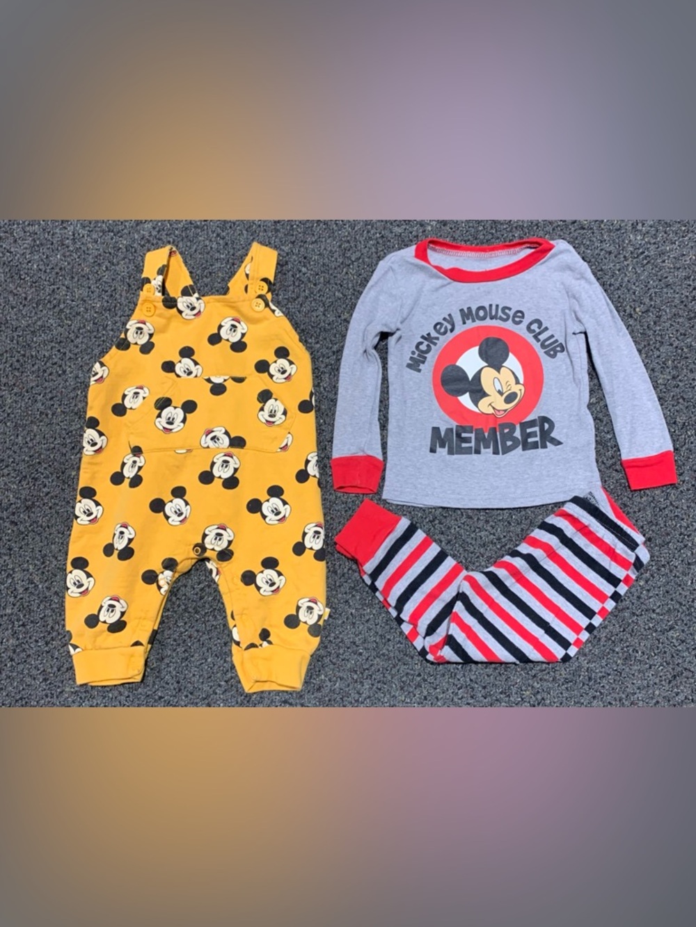 Mickey Mouse boys overalls (18 month) and pajama set (18/24 month)